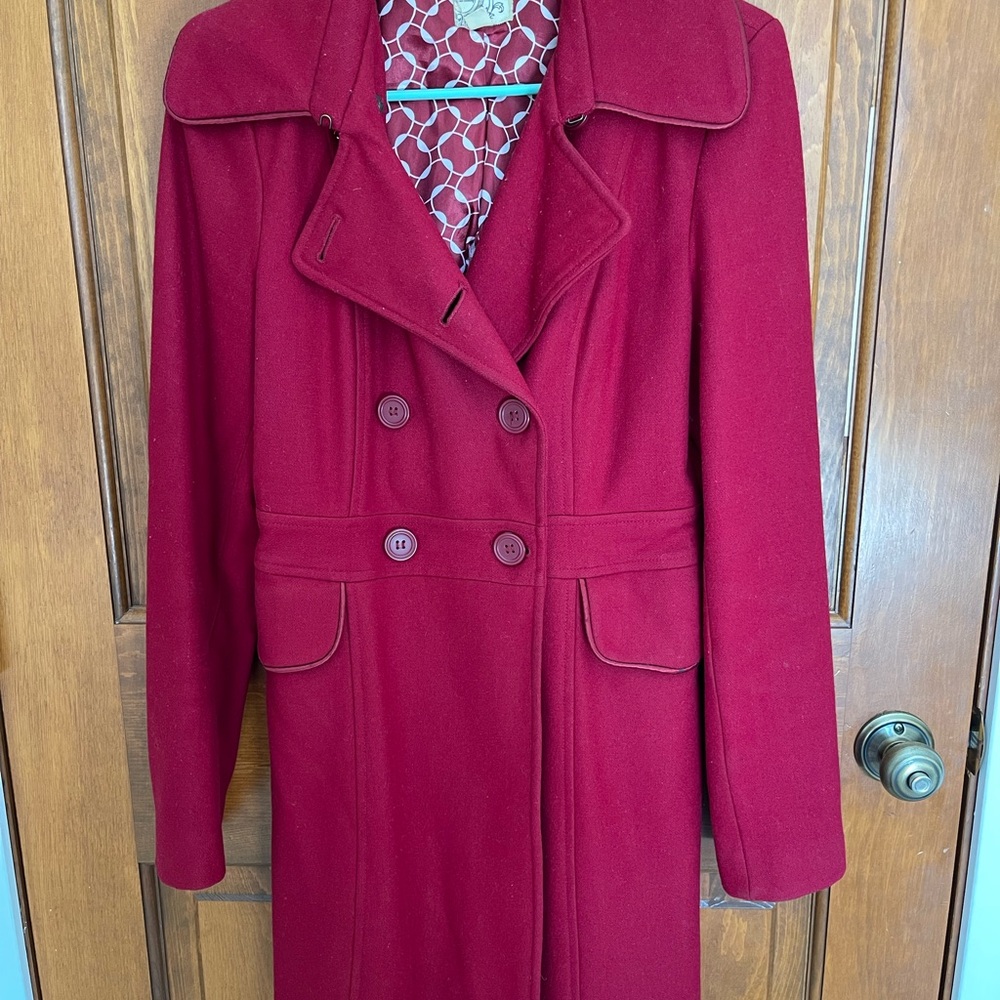 Women's Double-Breasted Red Coat
